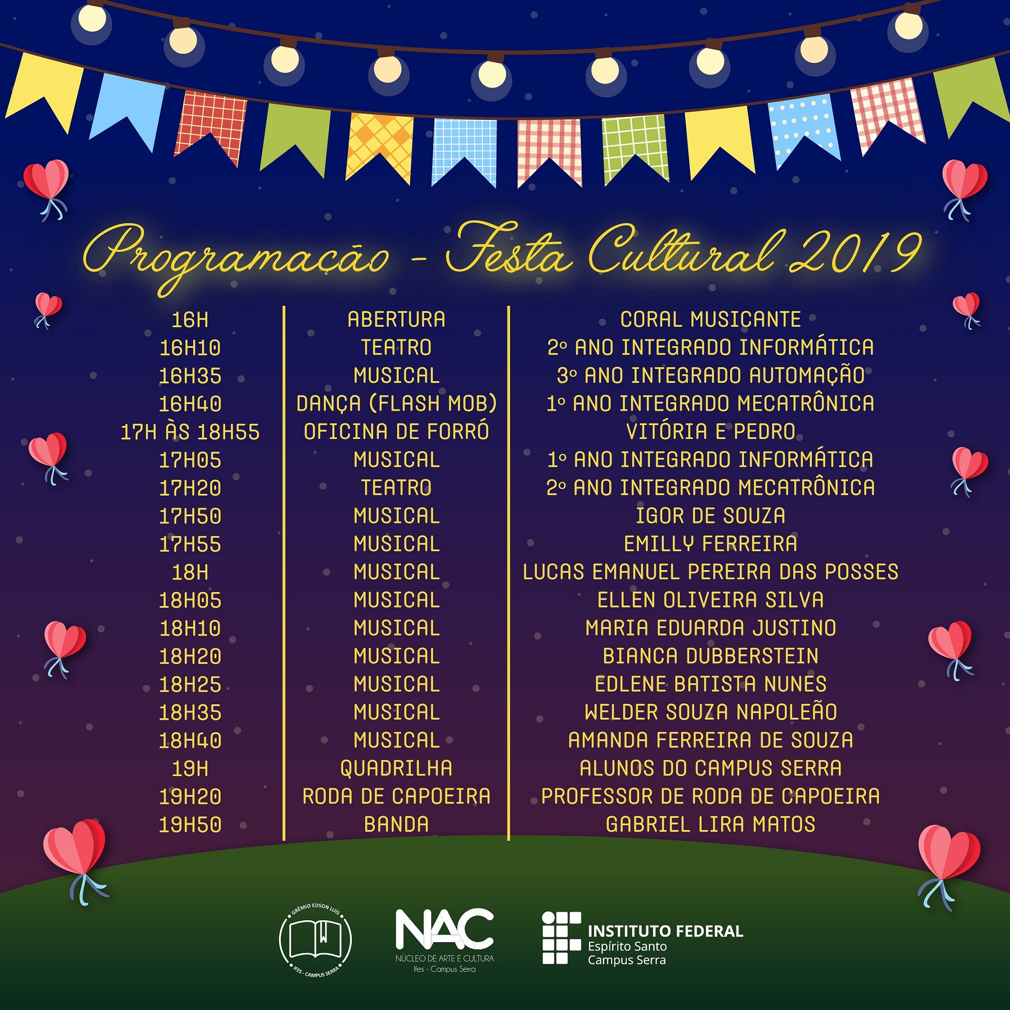 programação festa cultural 2019 insta face email