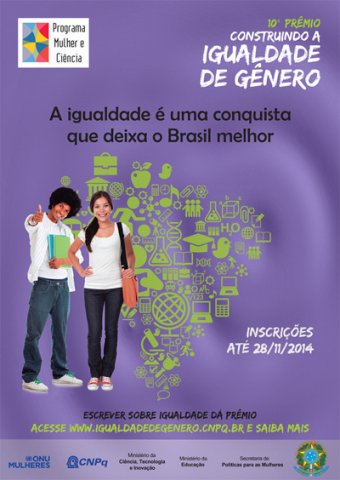 Abertas as inscrições para o 10º Prêmio Construindo a Igualdade de Gênero